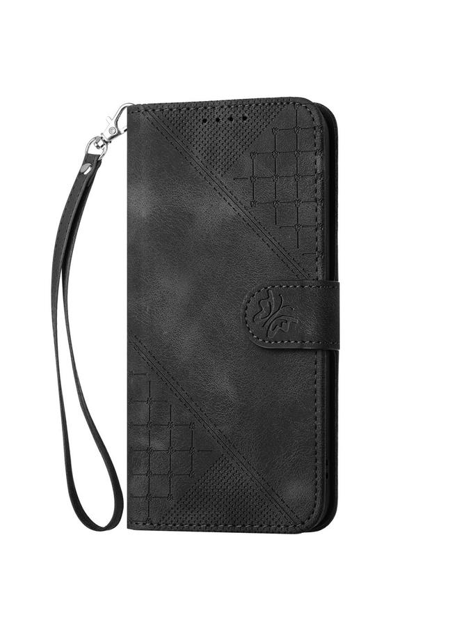 S-TOP Case For Google Pixel 9a Grid Butterfly Embossed Pattern Leather Phone Case with Lanyard - Image 2