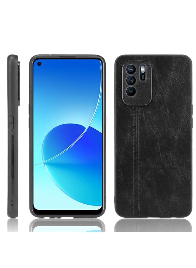 S-TOP Case For OPPO Reno6 Z Sewing Cow Pattern Skin Phone Case - Image 1