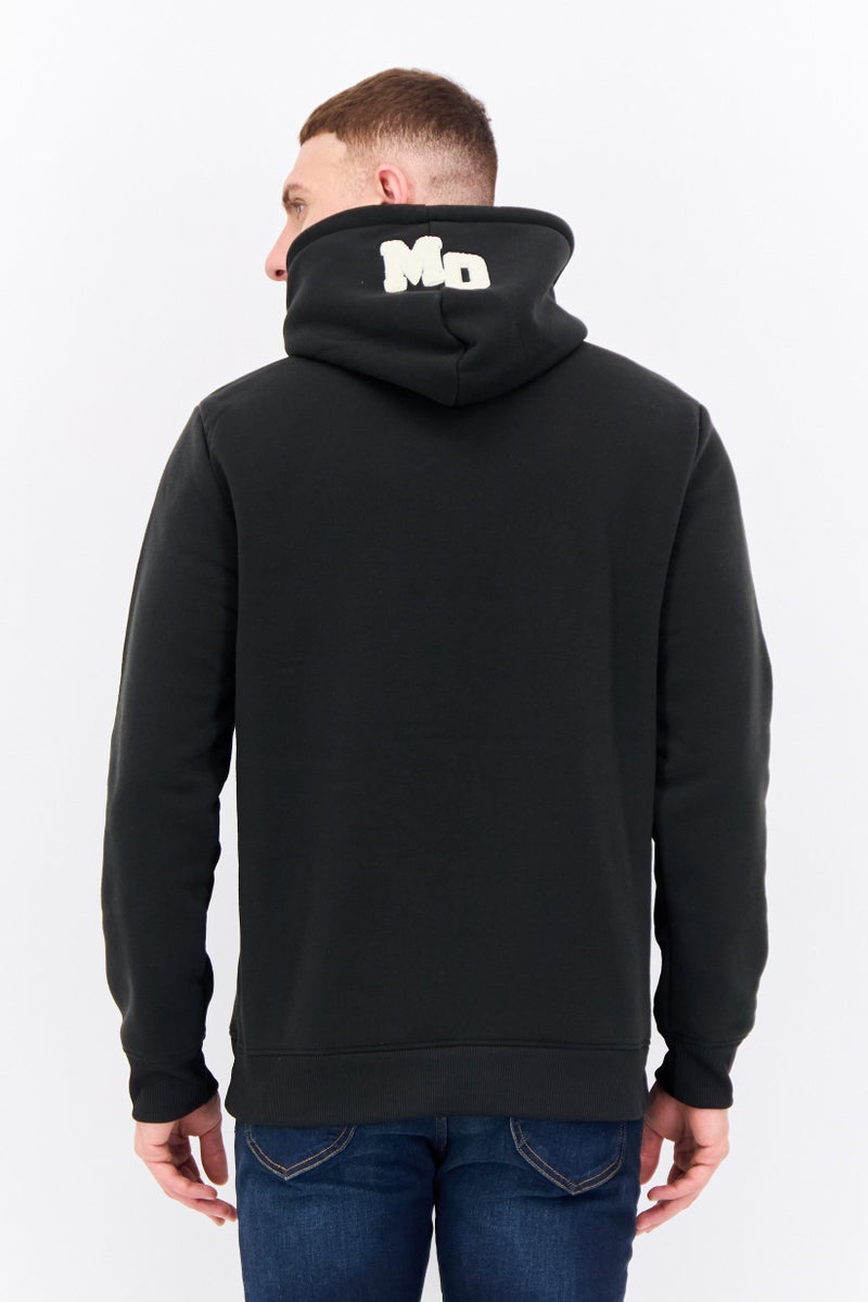 MEMBERS ONLY سويت شيرت رجالي بغطاء رأس وأكمام طويلة بشعار مطرز، أسود - Image 3