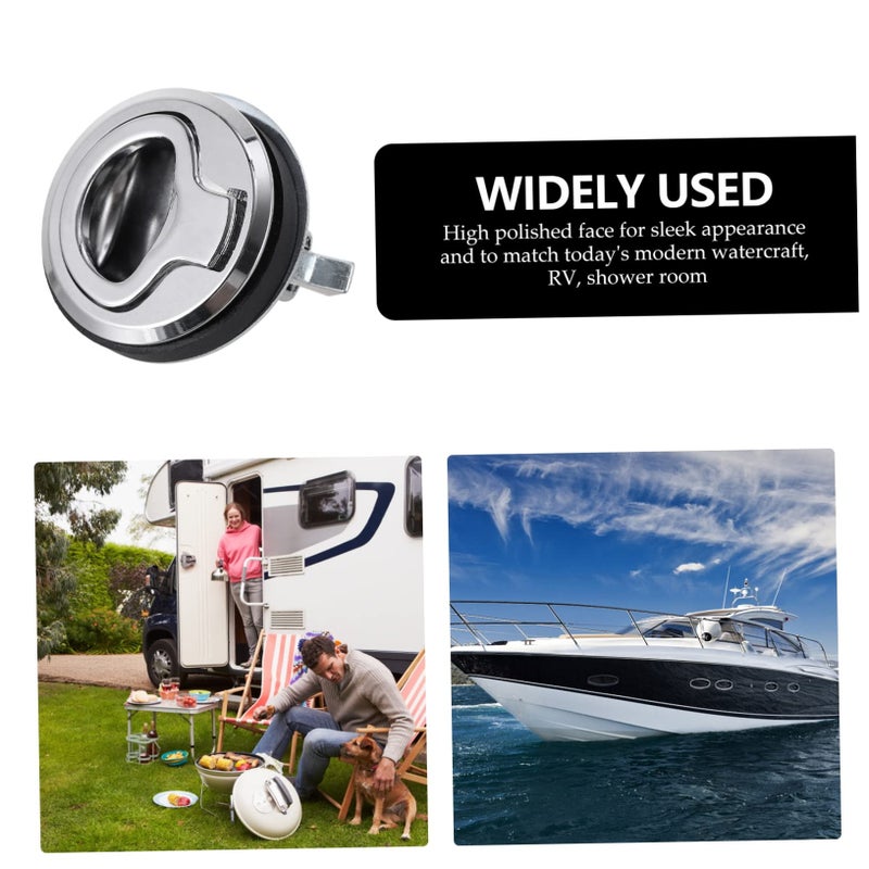 Portable Boat Flush Pull Latch Lock Silver For RV Yacht Deck Compartments Easy Install Secure Locking - Image 3