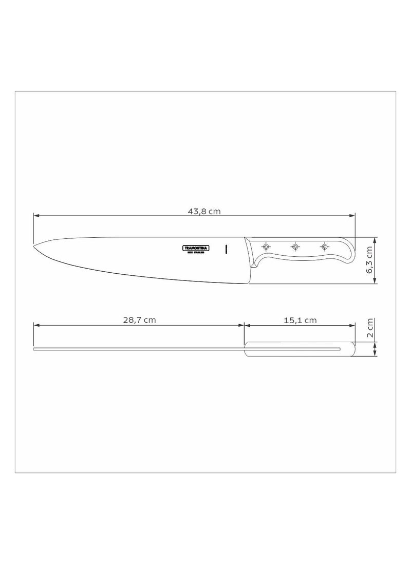 TRAMONTINA - Since 1911,Made in Brazil-12 Inches Kitchen Knife with Stainless Steel Blade and Red Treated Polywood Handle - Image 1