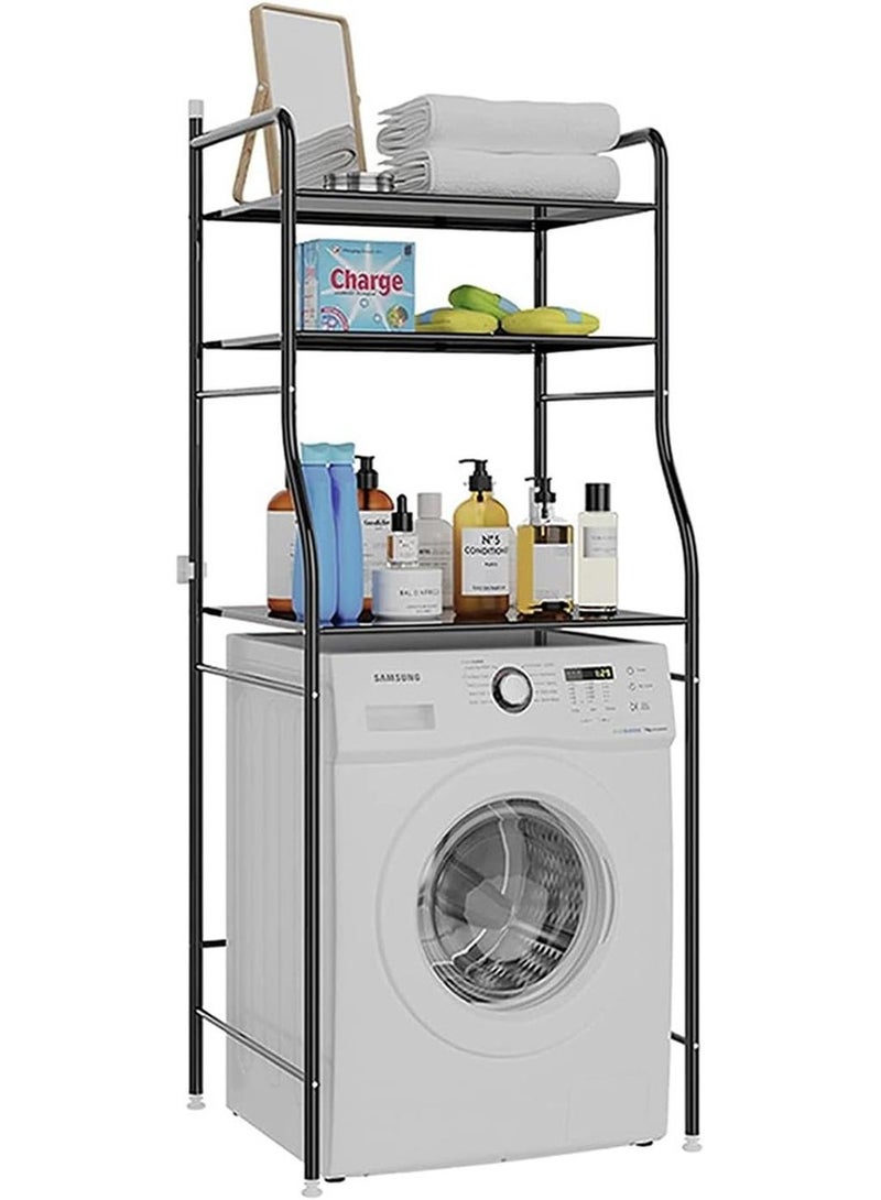 0TO1 TECH Three-Level Bathroom Storage Shelf Multifunctional Storage Shelf Non-Drilled Storage Shelf (Black) - Image 1