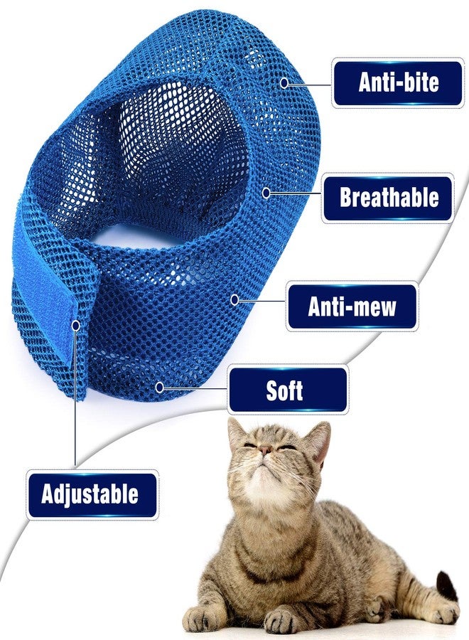 Weewooday 2 Pieces Cat Grooming Washer Mesh Bag Cat Muzzles Breathable Mesh Muzzles Adjustable Kitten Scratch Resistant Kitty Restraint Clothes Kitty Bath Bag for Bathing Nail Trimming Feeding(Blue) - Image 4