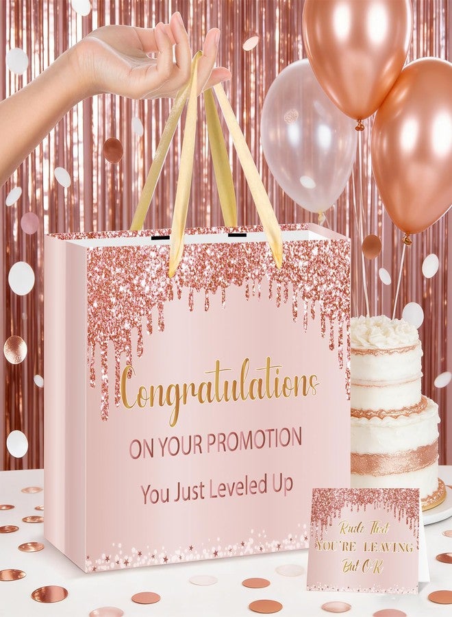 Wayyogh Rose Gold Promotion Gift Bag with Wrapping Tissue Paper Greeting Card Congratulation On Your Promotion Gifts Set for Her Coworkers Boss Getting Promoted Party Decorations Funny Coworker Leaving Going Away - Image 3