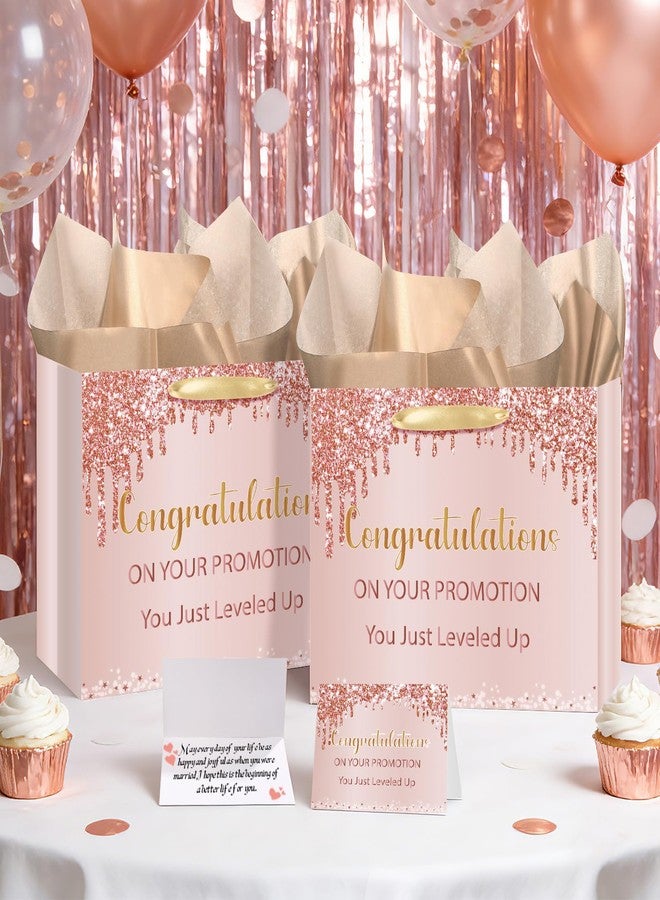 Wayyogh Rose Gold Promotion Gift Bag with Wrapping Tissue Paper Greeting Card Congratulation On Your Promotion Gifts Set for Her Coworkers Boss Getting Promoted Party Decorations Funny Coworker Leaving Going Away - Image 2