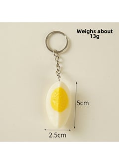 PVC Simulation Boiled Egg Egg Model Simulation Food And Play Half Salted Duck Egg Heart Egg Keychain Pendant-Color:1/4 Cooked Eggs-silver Ordinary Keychain