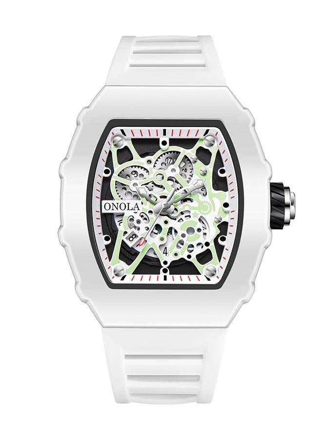 ONOLA ONOLA Men's Fashion Quartz Watch - Cream White Case with White Silicone Strap, 30M Water Resistance, Minimalist Contemporary Style, Ideal for Daily Wear, Sports Activities and Casual Occasions  - Image 1