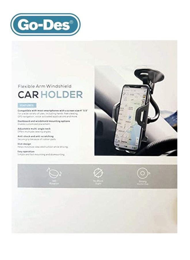 GO-DES - GO-DES Flexible Arm Windshield Car Holder GD-HD651  - Black - Image 1