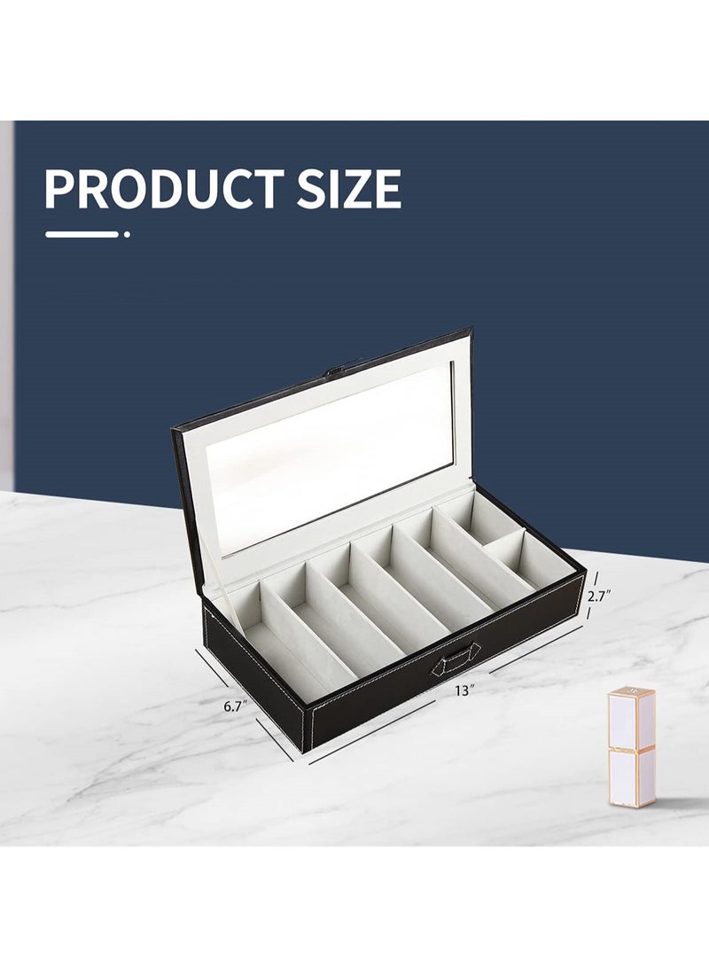 Captaintech 7 Slot Sunglasses Storage Case, PU Leather Sunglasses Organizer, Sunglasses Display Case for Display and Storage Sunglasses/Jewellery/Watches - Image 3