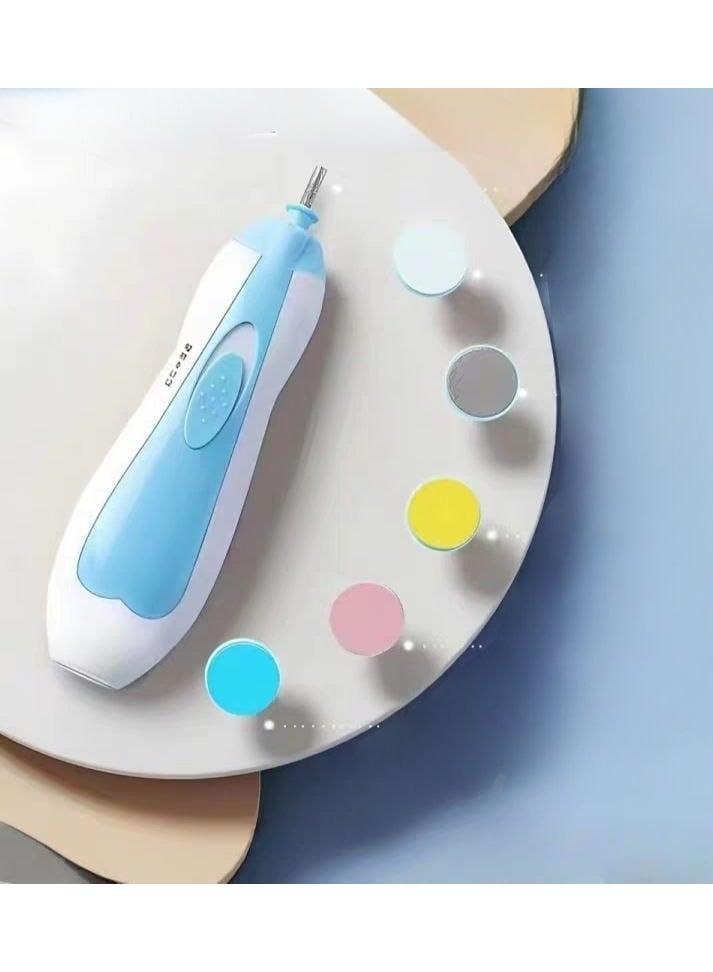 Child-safe electric nail file with multiple heads and LED light, multi-color - Image 2