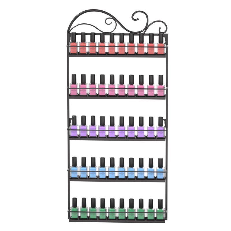 ERYTLLY ERYTLLY Organizer Wall Mounted Rack Holder Stand Rectangle Storage Organizer Salon Nail Polish Shelf Organizer Black 1 Pack