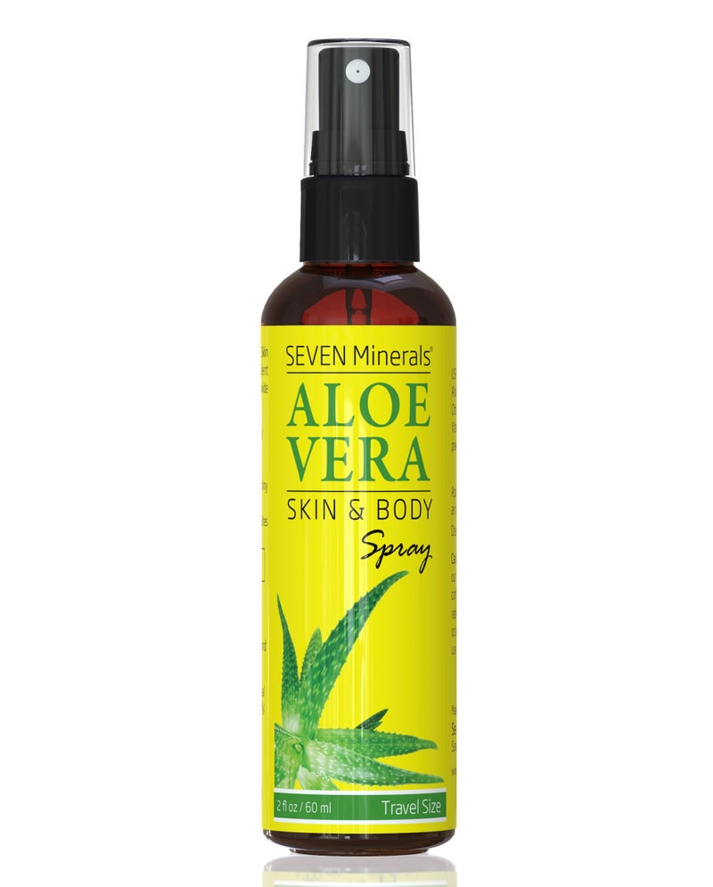Seven Minerals Travel Size Organic Aloe Vera Spray with 100% Pure Aloe From Freshly Cut Aloe Plant, Not Powder - No Xanthan,So It Absorbs Rapidly With No Sticky Residue (2 fl oz) - Image 1