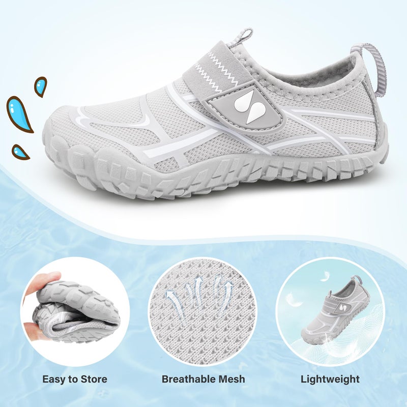 Stelle Kids Water Shoes Boys Girls Swim Hiking Aqua Socks Quick Dry Toddler Barefoot Shoesï¼ˆLight Greyï¼Œ13MLï¼‰ - Image 5