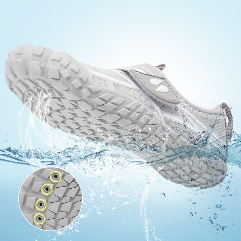 Stelle Kids Water Shoes Boys Girls Swim Hiking Aqua Socks Quick Dry Toddler Barefoot Shoesï¼ˆLight Greyï¼Œ13MLï¼‰ - Image 4