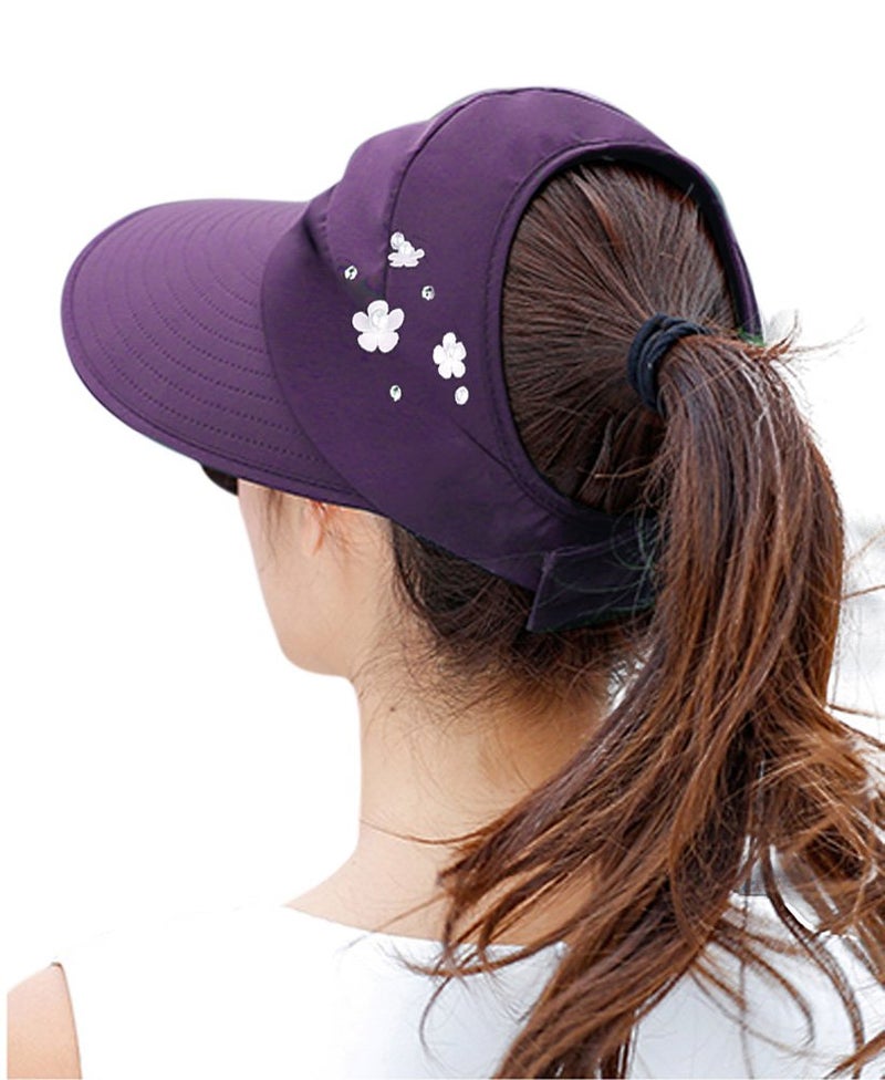 HINDAWI Sun Hats for Women Wide Brim UV Protection Sun Hat Visor Floppy Packable Adjustable Cap Purple - Image 2