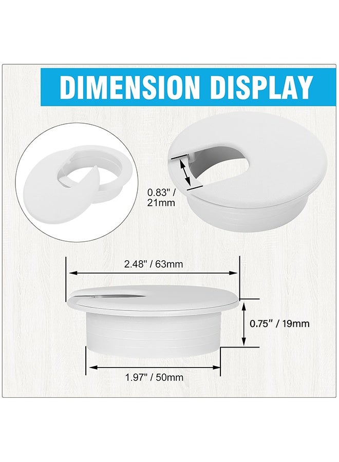 HY 2 Inch 6 Pcs Desk Grommets Kit, Plastic Cable Hole Cover Computer Table Cord Wire Organizer Caps Desktop Cord Management for Home Office TV Stands Tabletops (White) - Image 5