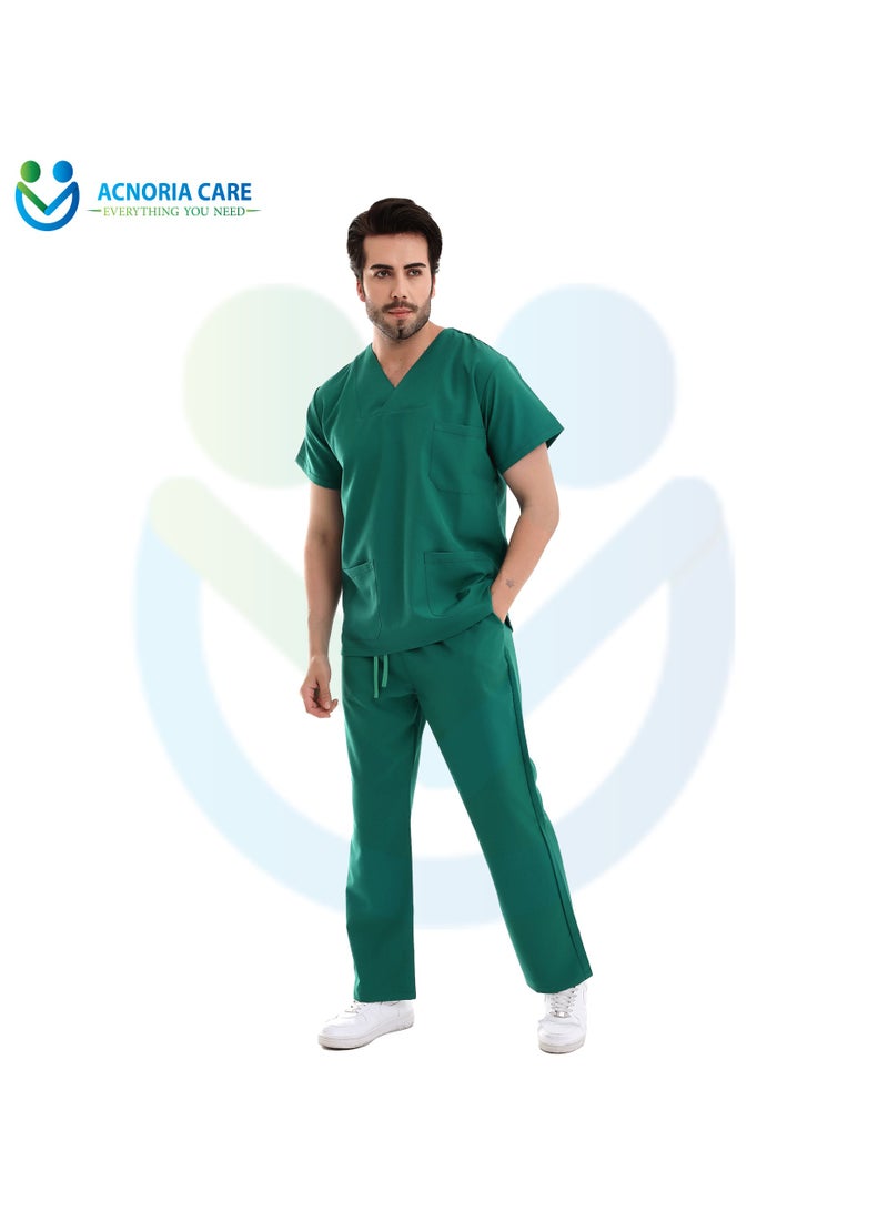 ACNORIA CARE Men's Medical Scrubs Consisting Of Two Pieces Top And Pants 25% Viscose 75% Polyester Green Color - Size XXL - From Acnoria Care - Image 1
