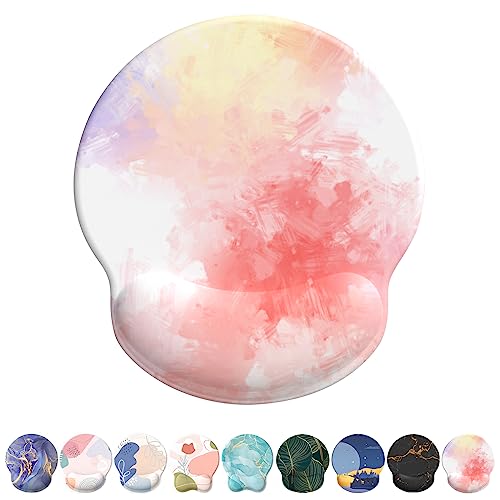 eulps Mouse Pad with Wrist Rest, Comfortable Computer Mousepad with Gel Wrist Support Smooth Surface and Non-Slip PU Base for Pain Relief, Laptop, Office & Home (Colorful Tie-Dye) - Image 1