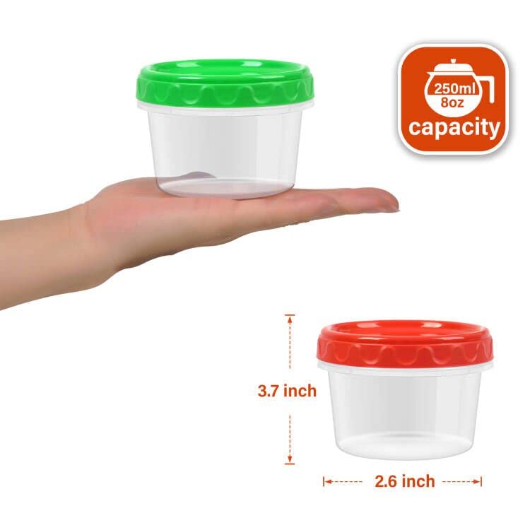 EONJOE 8 oz Small Freezer Containers with Lids Stackable Plastic Food Storage Container 1 Cup Meal Prep Bowls Airtight Dishwasher Safe 6-pack - Image 1