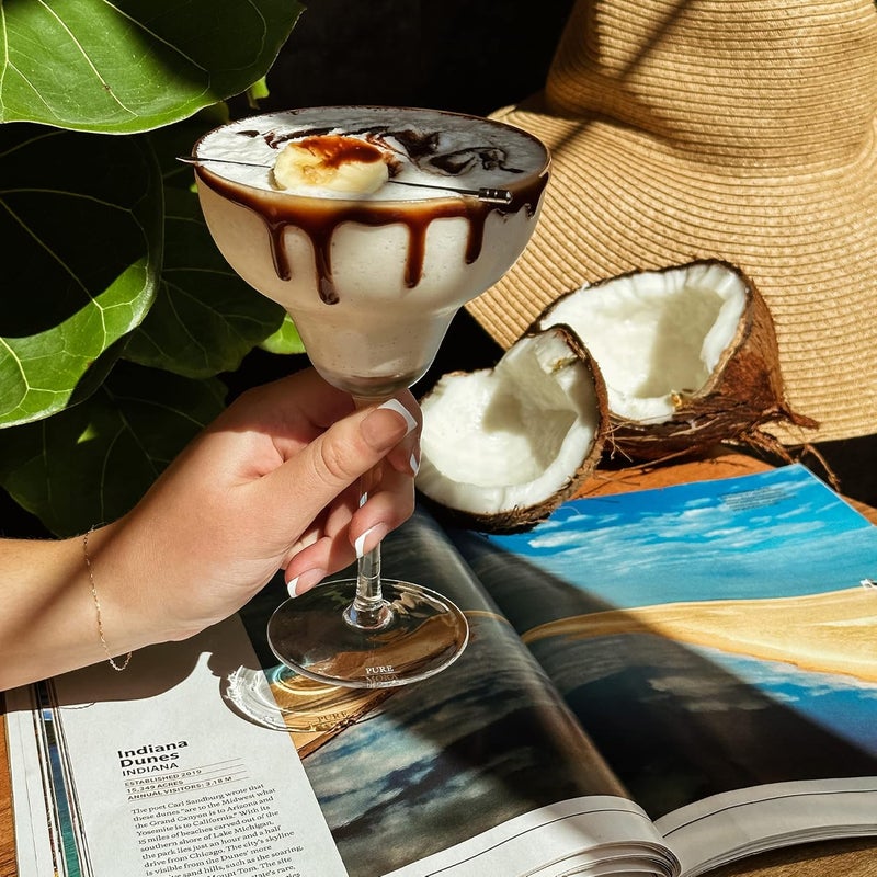 Mora PURE Margarita Glasses Set of 4, 12 oz Modern Bar Glass for Martini, Frozen Daiquiri, Tropical Summer Parties - Classic Coupe Cocktail Drinkware, Great Gift for Mixologists, Hand Blown Crystal - Image 5