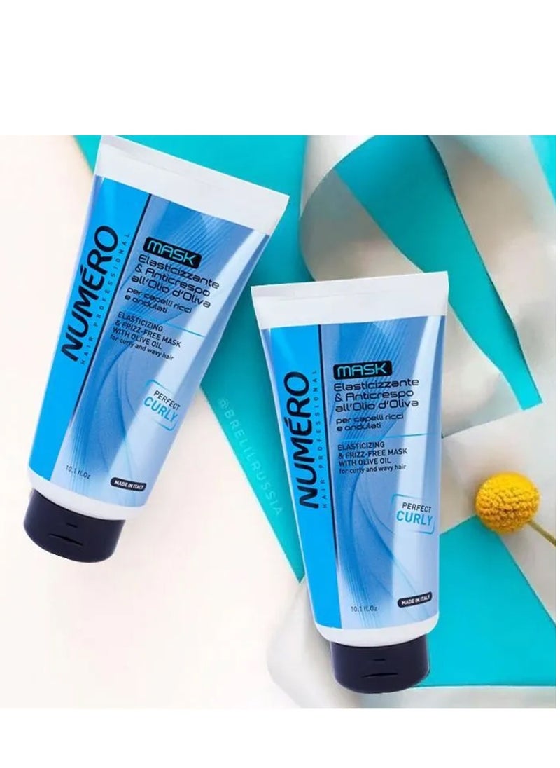 Numero Hair Professional NUMERO Elasticizing & Frizz-Free Mask With Olive Oil For Curly & Wavy Hair 300 ml - Made in Italy  - Image 3