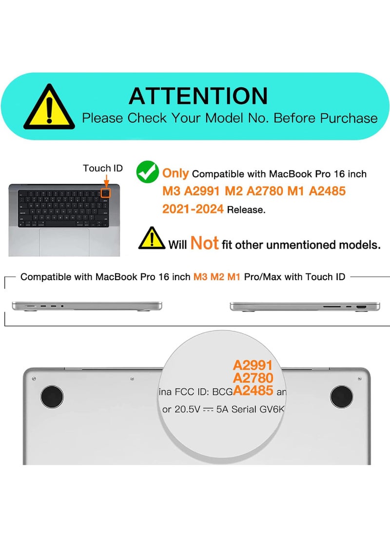 Rock Pow - Compatible with MacBook Pro 16 inch Case 2023 2022 2021 Release M3 A2991 M2 A2780 M1 A2485 Pro Max Chip Touch ID Protective Plastic Hard Shell Case - Image 1