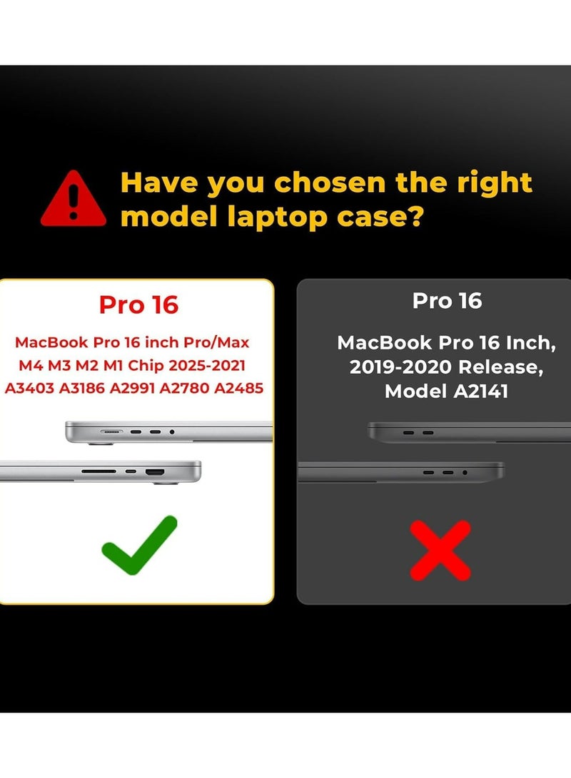 روك بو جراب متوافق مع جهاز ماك بوك برو الجديد مقاس 16 بوصة 2025 2024-2021، M4 A3403 A3186 M3 A2991 M2 A2780 M1 A2485 Pro/Max Chip Touch ID، غطاء بلاستيكي صلب واقٍ، سطح أملس لامع، شفاف للغاية - Image 2