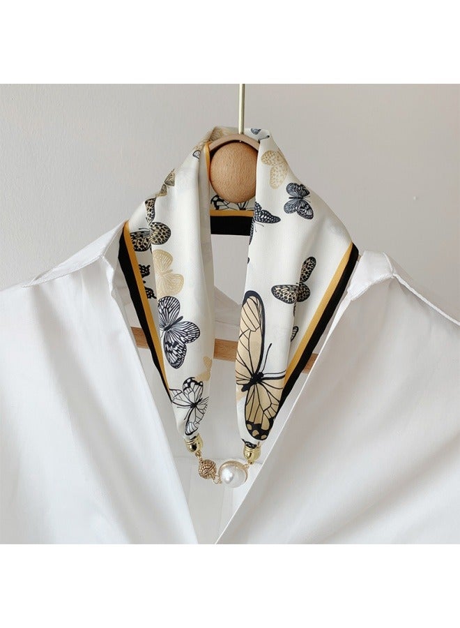 Women's elegant magnetic clasp necklace scarf, scarf, also suitable for headbands, headbands, printed fashion accessories hair accessories. - Image 1