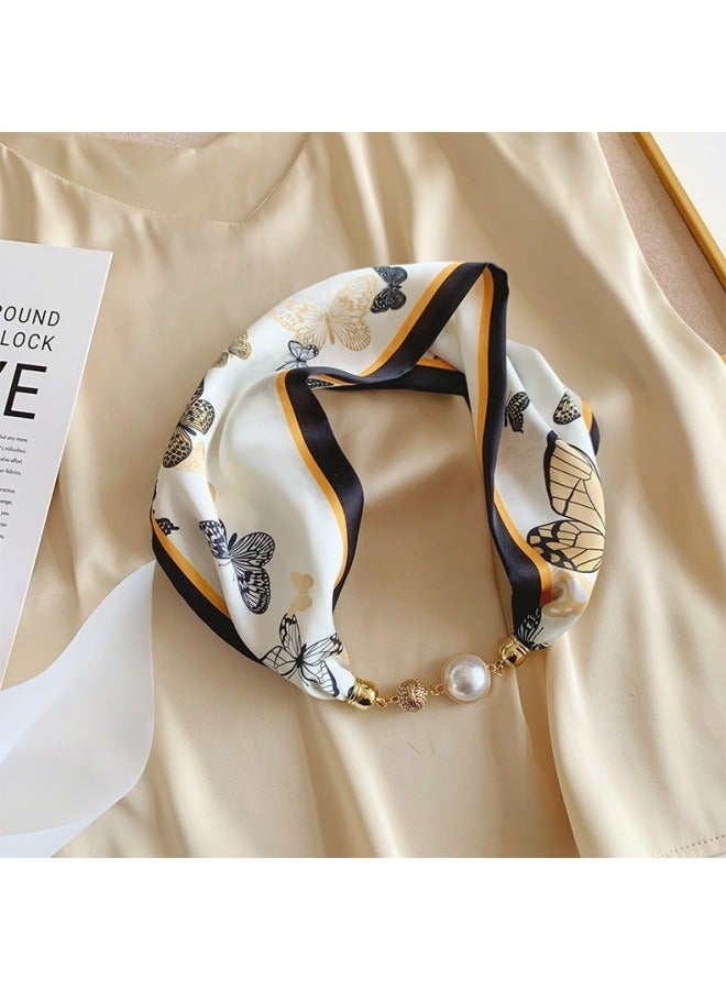 Women's elegant magnetic clasp necklace scarf, scarf, also suitable for headbands, headbands, printed fashion accessories hair accessories. - Image 2