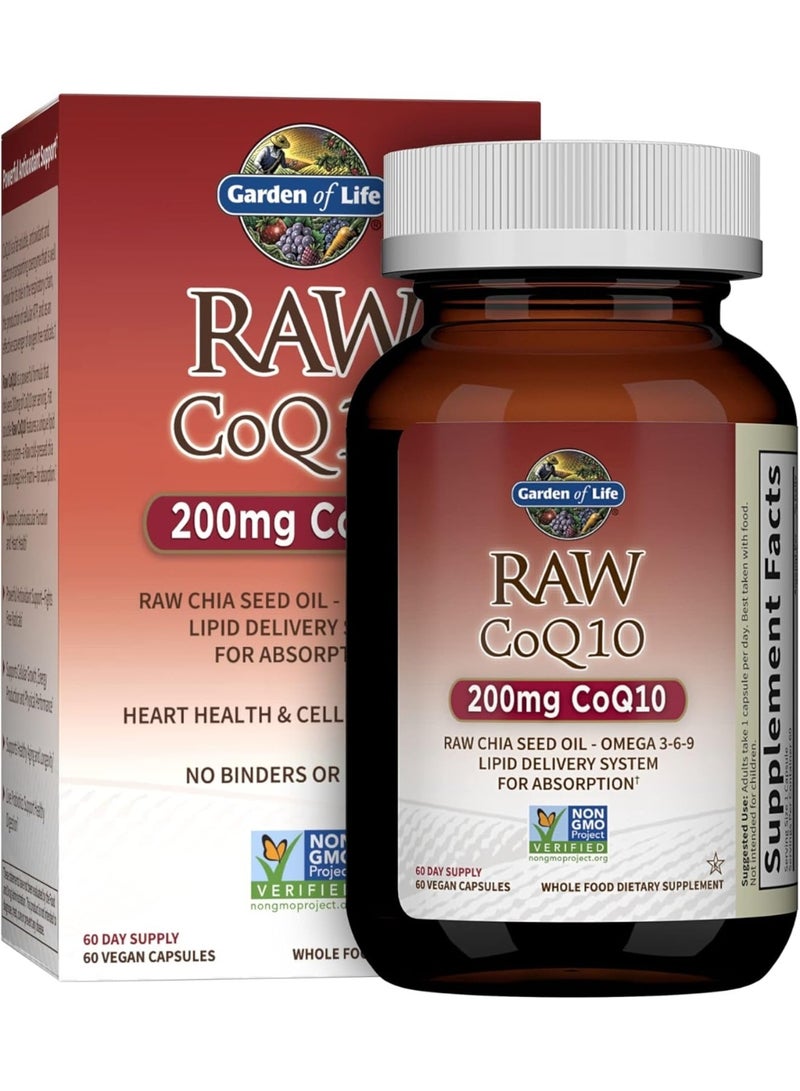 جاردن أوف لايف، 200 ملغ من مركب CoQ10 الخام، لصحة القلب وطاقة الخلايا، 60 كبسولة نباتية - Image 1