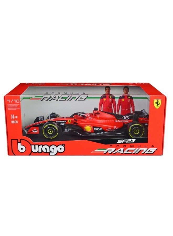 Bburago سيارة ببراغو فورمولا 1 2023 فيراري SF-23 #16 تشارلز ليكليرك مصنوعة من الصب (أحمر، 1:18) - Image 1