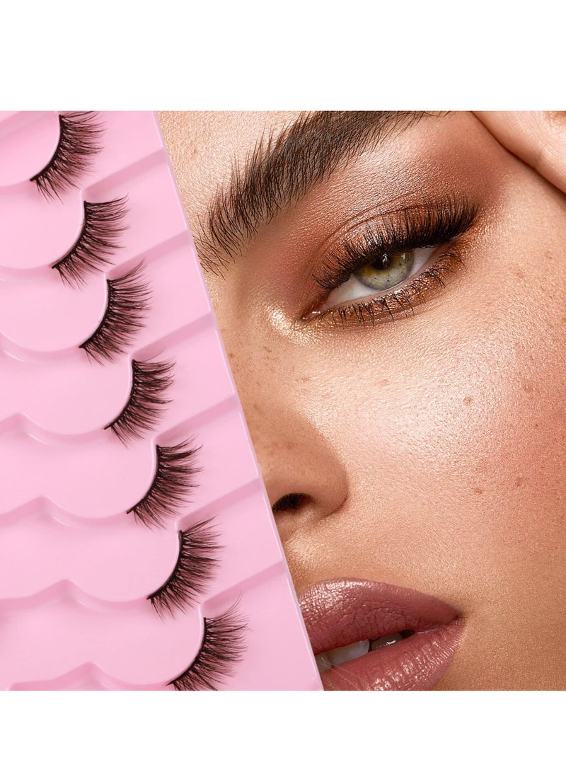 Generic 7 Pairs False Lashes, Crisscross Multi-layers Fake Eyelashes, Natural Look Cat Eye Half Lashes Wispy Fluffy Faux Mink  - Image 1