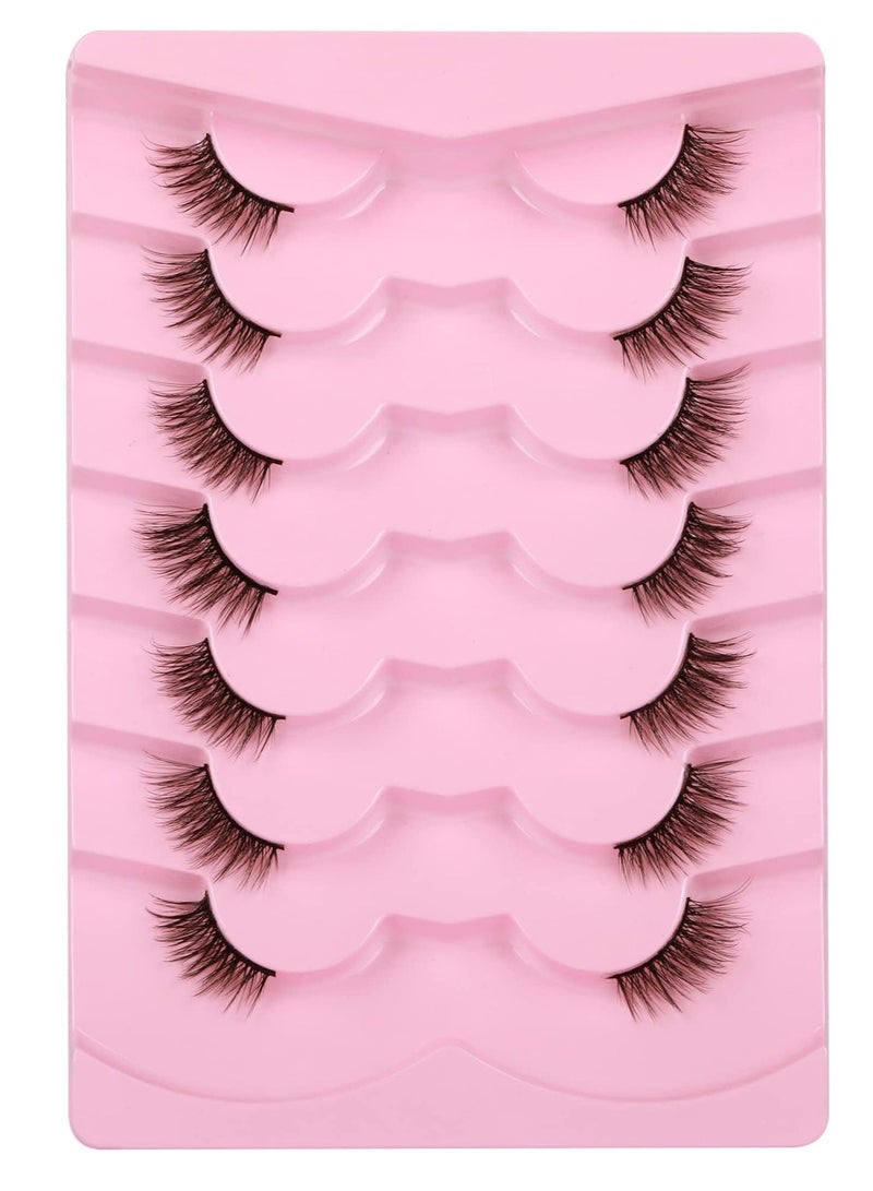 Beautybox 7 Pairs False Eyelashes, Natural Look Cat Eye Half Lashes with Crisscross Multi-Layer Design, Wispy Fluffy Faux Mink Eyelashes for Everyday Wear – Soft, Reusable Lashes with Cotton Band - Image 2