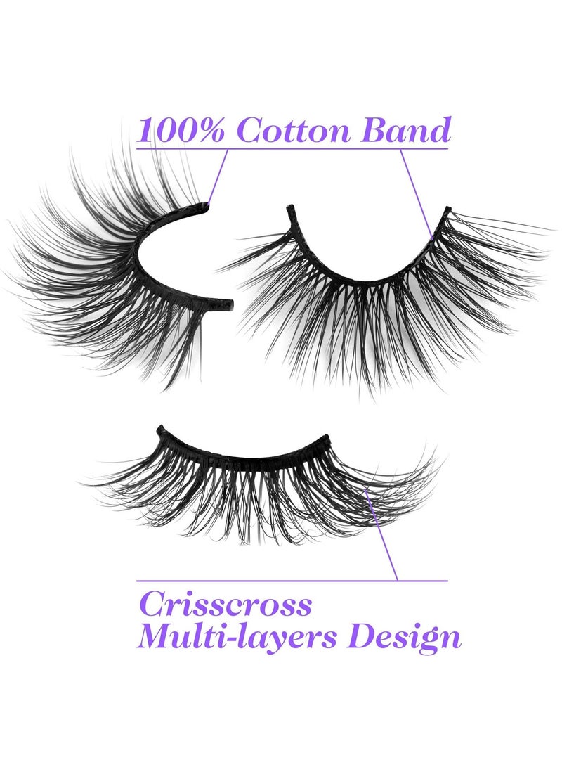 Beautybox 7 Pairs False Eyelashes, Natural Look Cat Eye Half Lashes with Crisscross Multi-Layer Design, Wispy Fluffy Faux Mink Eyelashes for Everyday Wear – Soft, Reusable Lashes with Cotton Band - Image 5