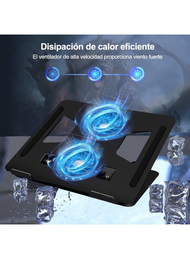 Laptop Cooler, 360° Rotating Base Laptop, Laptop Cooling Base, Laptop Stand with 2 Fans for 12-17" Laptop, Ultra-Quiet, Height Adjustable - Image 3