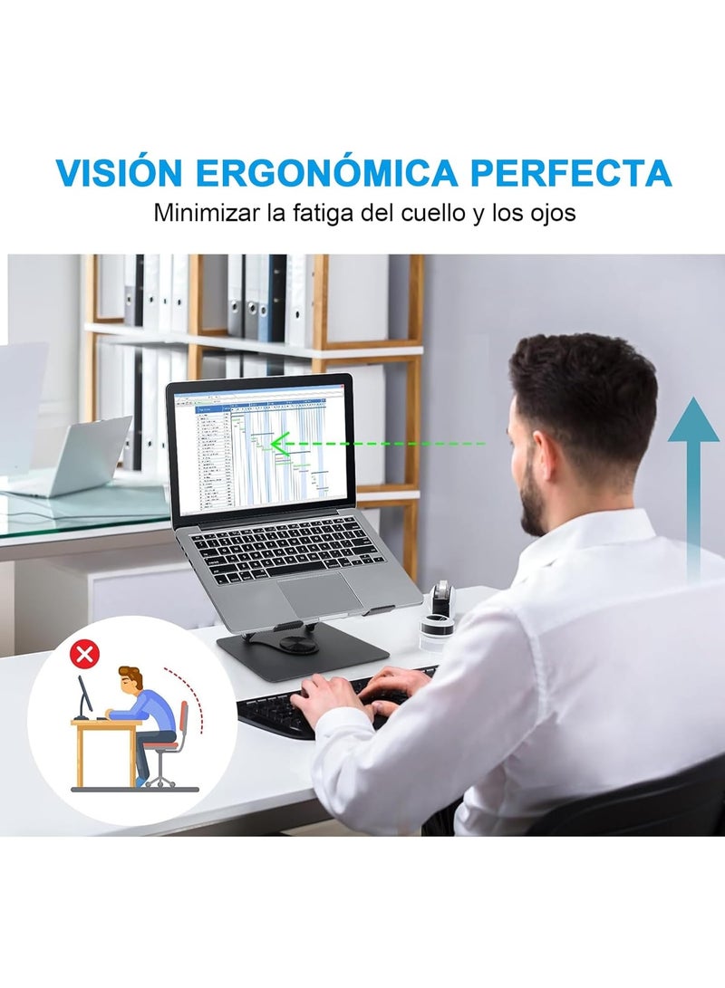 Laptop Cooler, 360° Rotating Base Laptop, Laptop Cooling Base, Laptop Stand with 2 Fans for 12-17" Laptop, Ultra-Quiet, Height Adjustable - Image 5