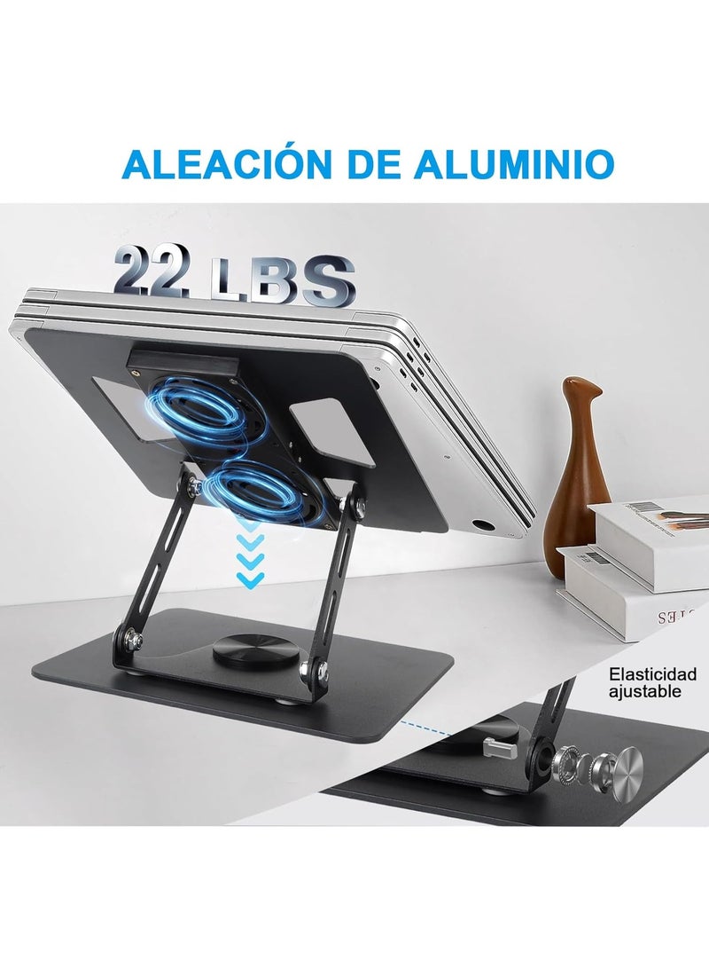 Laptop Cooler, 360° Rotating Base Laptop, Laptop Cooling Base, Laptop Stand with 2 Fans for 12-17" Laptop, Ultra-Quiet, Height Adjustable - Image 4