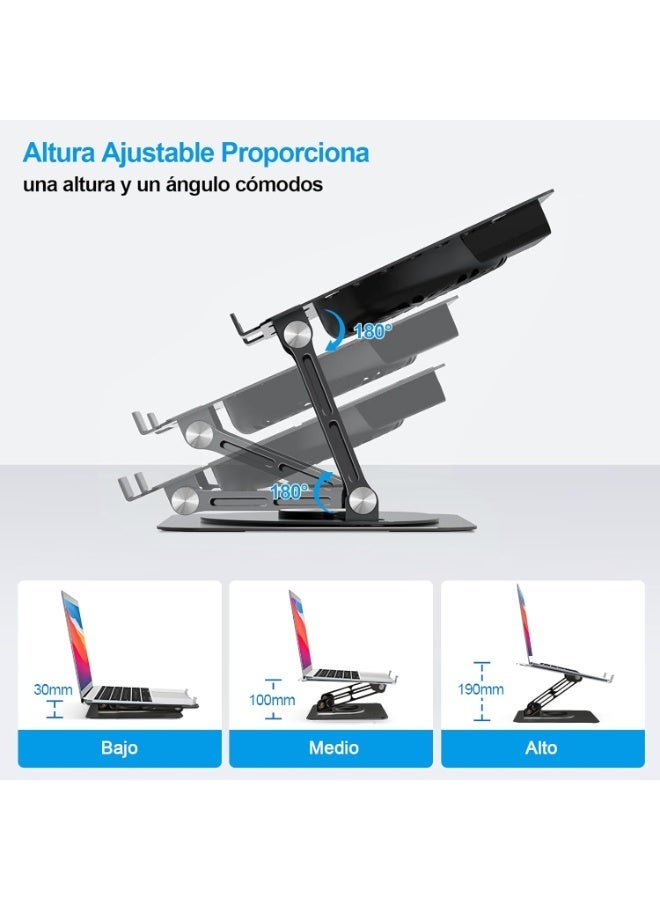 Laptop Cooler, 360° Rotating Base Laptop, Laptop Cooling Base, Laptop Stand with 2 Fans for 12-17" Laptop, Ultra-Quiet, Height Adjustable - Image 2