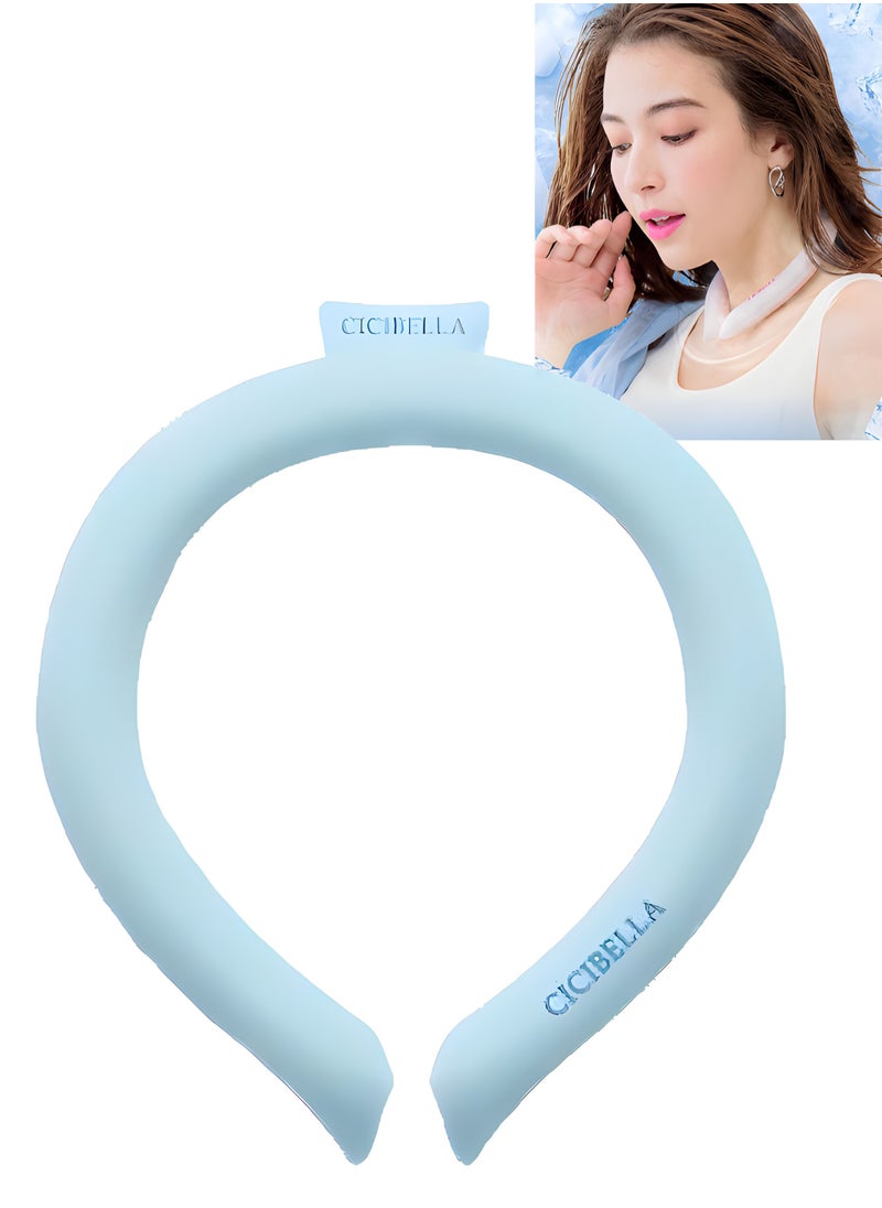 CICIBELLA Ice Neck Cooling Tube - Reusable Cooling Neck Ring for Summer Heat - Wearable and Hands-Free Sports Neck Cooler for Outdoor Indoor - Sea Blue  - Image 1