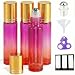 PrettyCare 4 Pack 10 ml Essential Oil Roller Bottles with Stainless Steel Roller Ball Refillable Leakproof Empty Thick Red Purple Glass Roll on Bottles with Golden Caps for Travel Perfume - Image 2