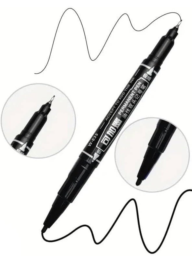 MOMENT Twin Tip Permanent Markers Black, Double-Sided Marker Pens for DIY Crafts, Home Decoration, Labeling, Drawing and Creative Projects, Pack of 3 - Image 4