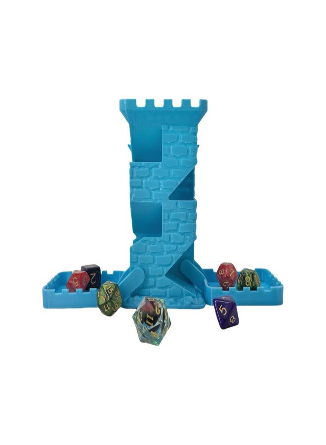 XJPONGC Castle Retro Black Dagger Dice Dice Tower Dungeons and Dragons RPG Tabletop Roleplaying Game Jail D&D (Random 7PCS D20 Dice Set Included) Blue - Image 1