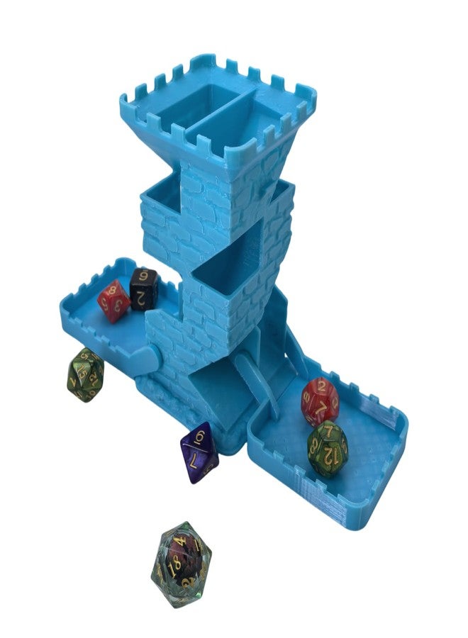 XJPONGC Castle Retro Black Dagger Dice Dice Tower Dungeons and Dragons RPG Tabletop Roleplaying Game Jail D&D (Random 7PCS D20 Dice Set Included) Blue - Image 4