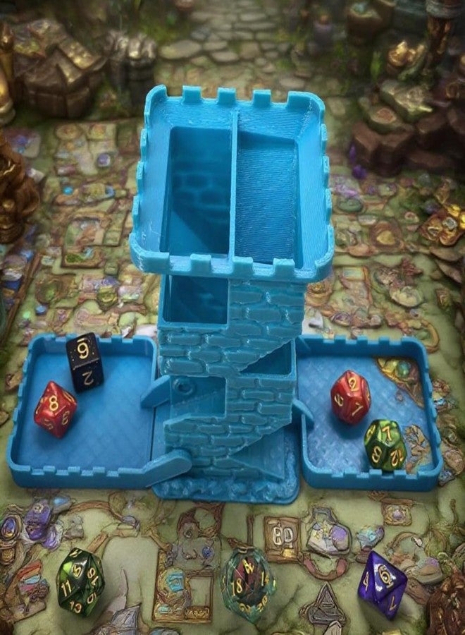 XJPONGC Castle Retro Black Dagger Dice Dice Tower Dungeons and Dragons RPG Tabletop Roleplaying Game Jail D&D (Random 7PCS D20 Dice Set Included) Blue - Image 2