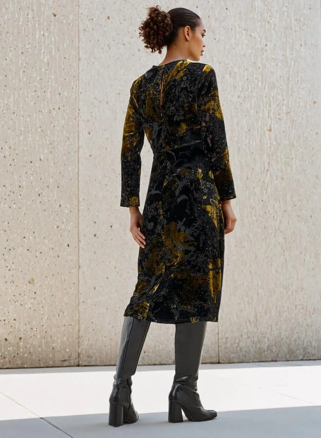 Iconic  Iconic Burnout Detail Midi Dress for Women | Best Price UAE