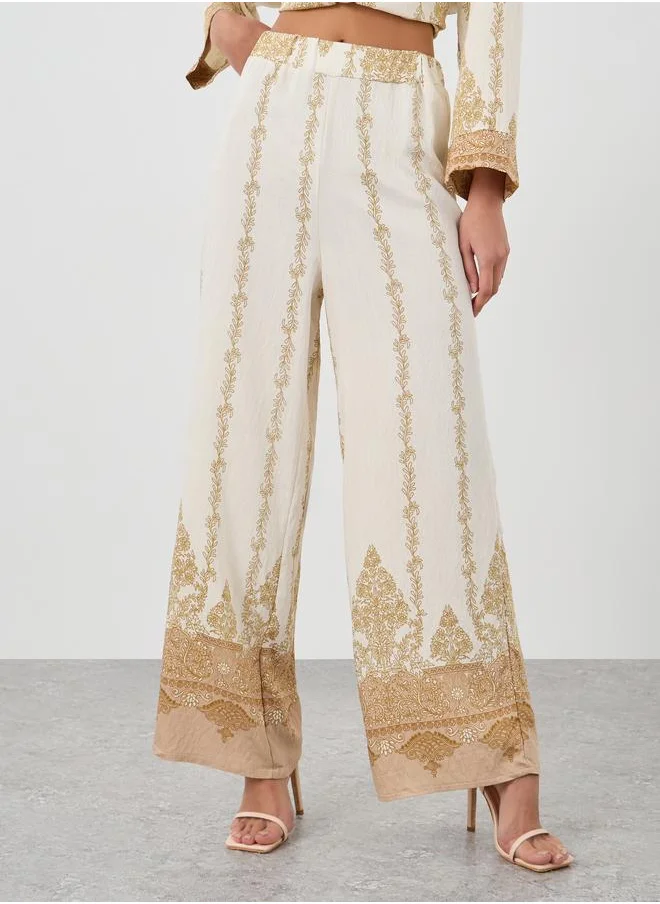 ستايلي Styli Paisley Printed Wide Leg Pants