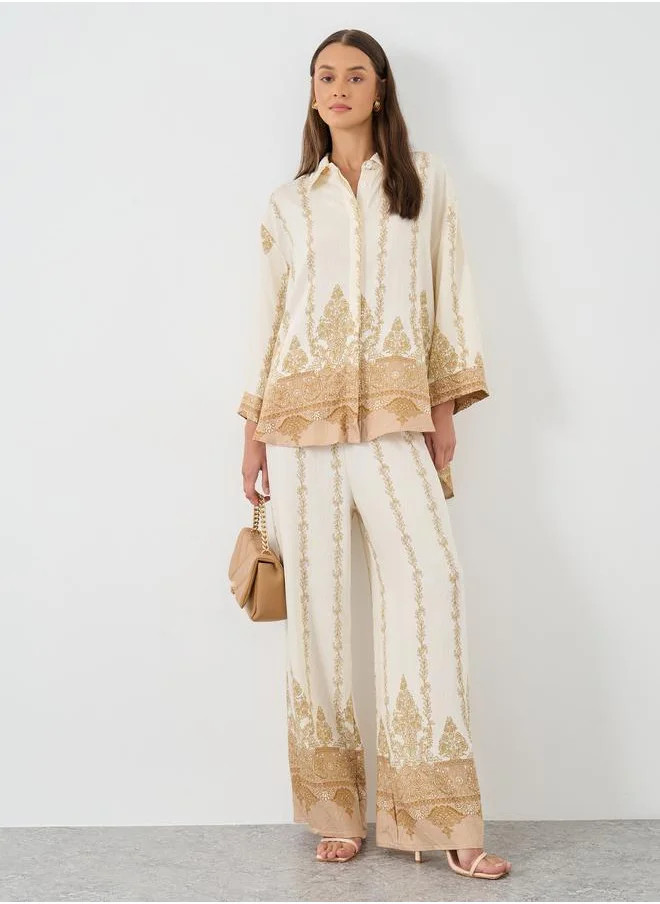 ستايلي Styli Paisley Printed Wide Leg Pants