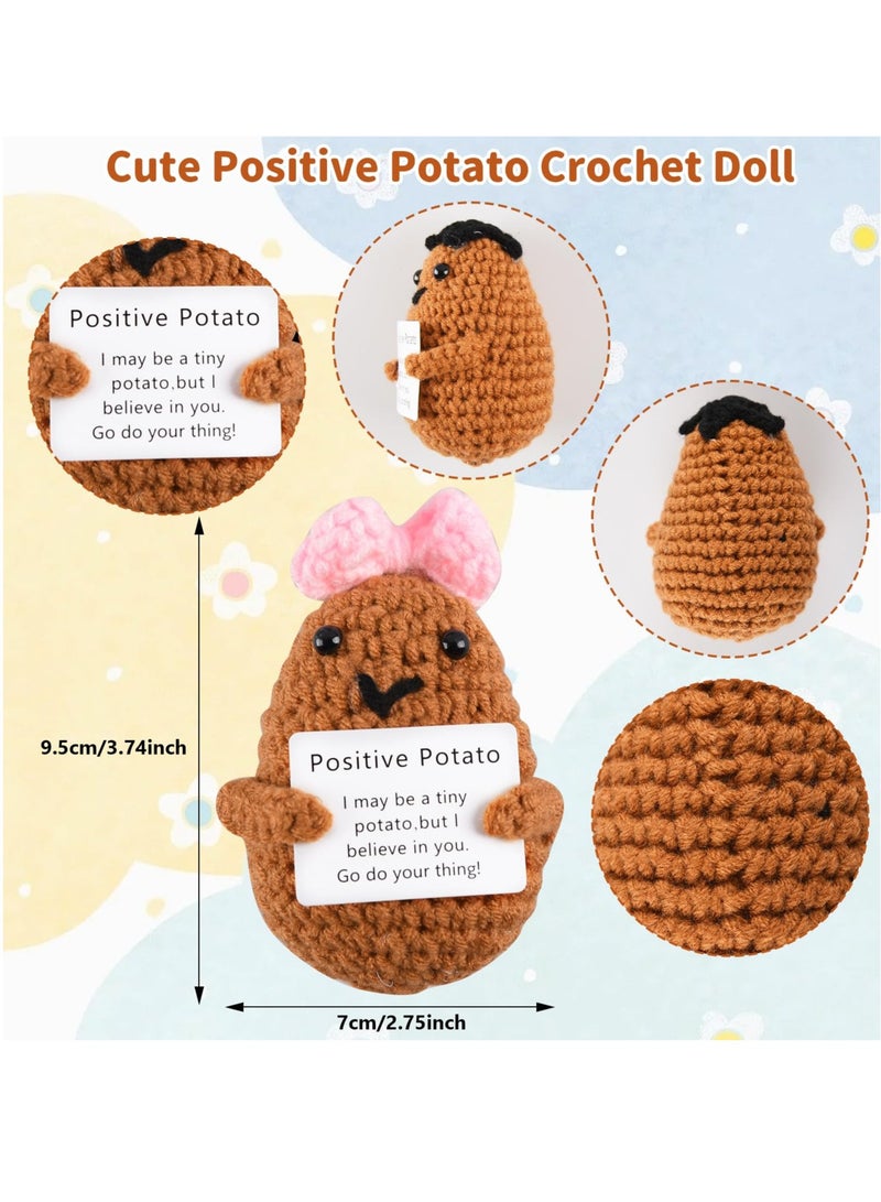 Excefore Handmade Positive Potato Toys, 2 Pcs Cute Mini Funny Positive Potato Knitted Plush Crochet Doll, Wool Positive Potato Crochet Doll, Gifts for Best Friends Lovers Birthday Gifts - Image 5
