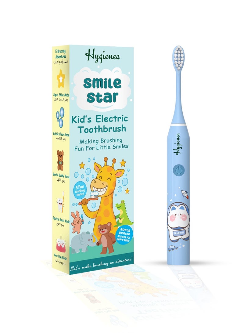 Hygienea Kids Electric Toothbrush, 4+ Years Kids, Rechargeable, with set of 2 Brush heads, Astro Bunny- Blue - Image 1