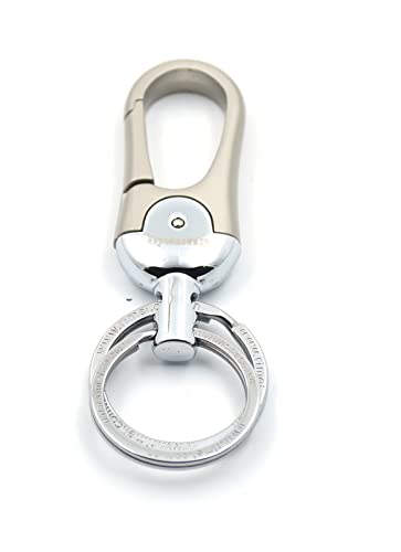 Omuda Stylish Hook Locking Silver Metal Carabiner Double Ring Hook Metal Key Chain for Men & Women - Image 1